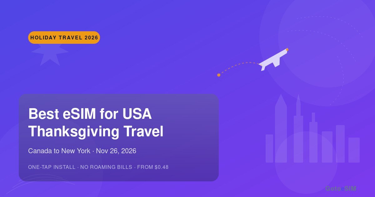 Best eSIM for USA Thanksgiving Travel 2026: Canada to NY